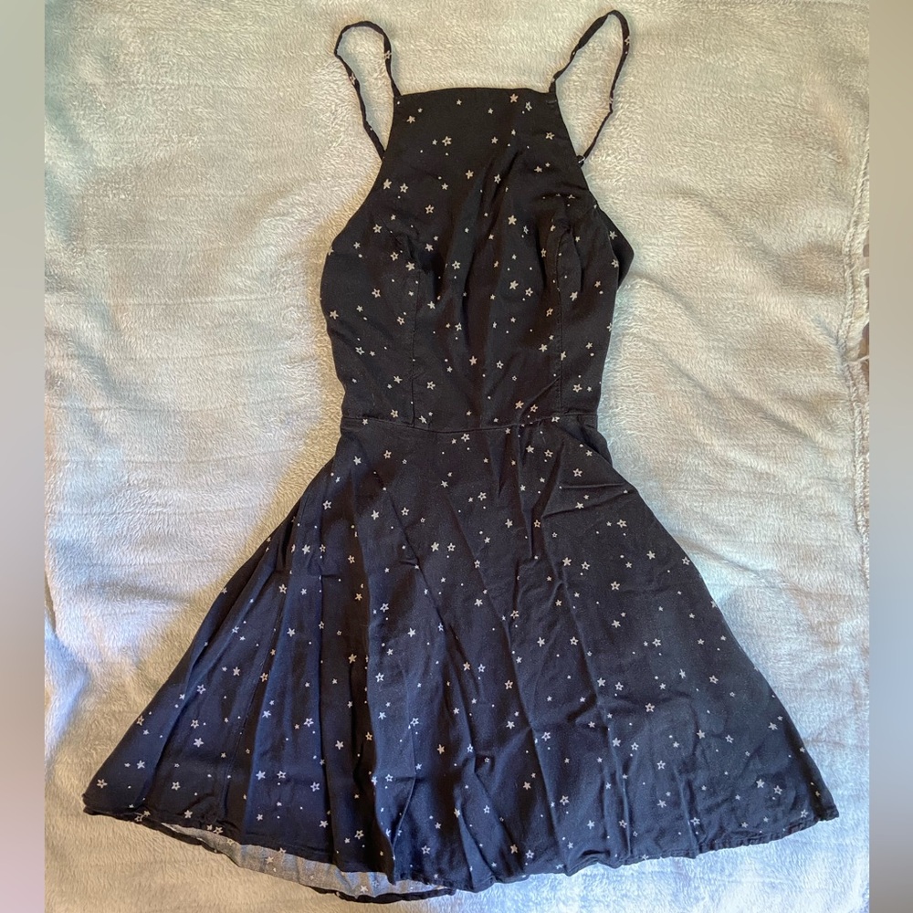 Hollister Star Print High-Neck Black Skater Dress